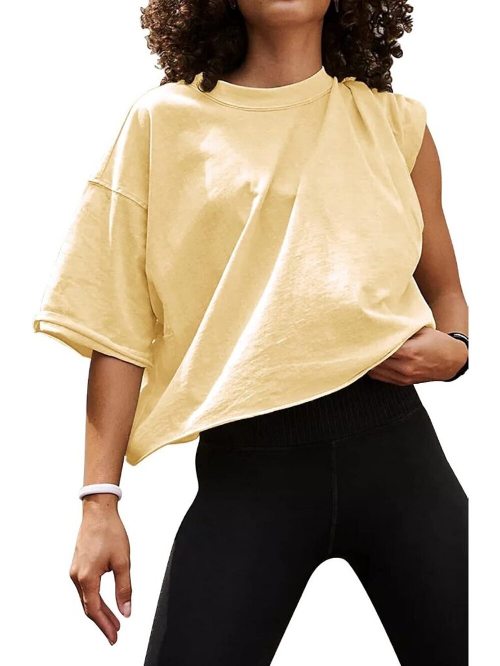 Women's Beige Crew Neck Short Sleeve Crop Tops Casual Pull On Basic Tees Shirts